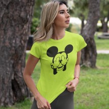 Футболка жіноча Міккі Маус Фак (Mickey mouse fuck) Зелене яблуко, M