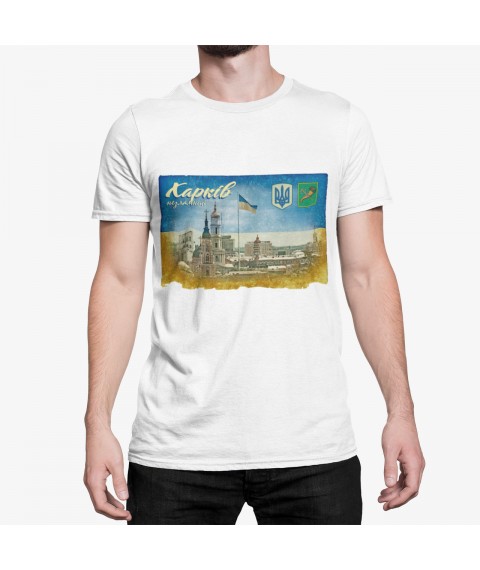 Men's T-shirt Ukraine Kharkov postcard White, M