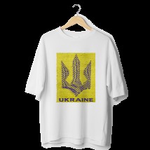 Oversized T-shirt "Trezub Ukraine", white XL/XXL