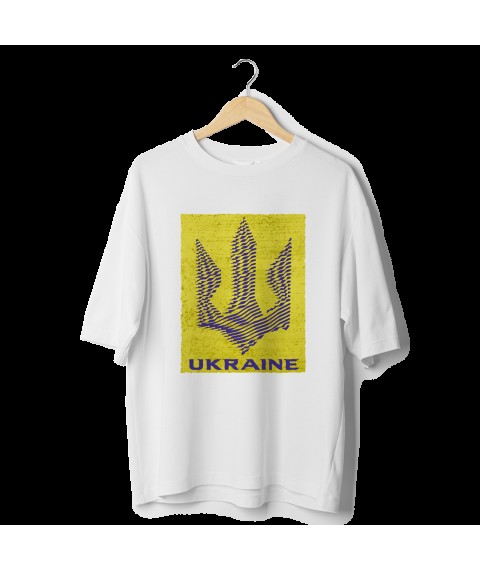 Oversized T-shirt "Trezub Ukraine", white XS/S