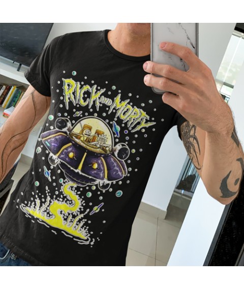 Men's T-shirt Rick Morty ufo 2XL, Black