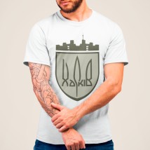 Men's T-shirt Ukraine Kharkov chevron shape White, XS