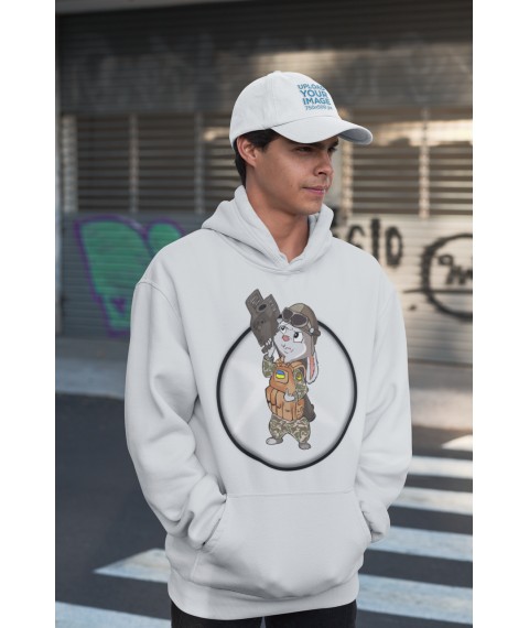 Hoodie in white color Military Hare XXL