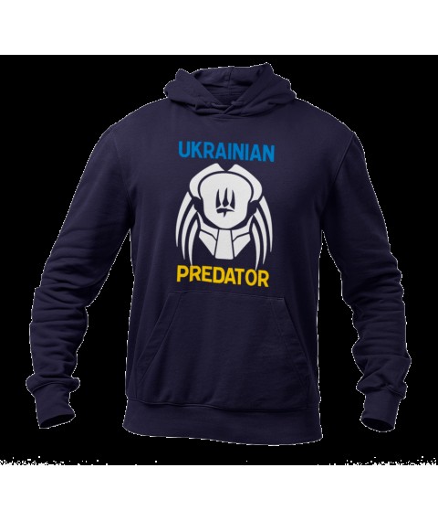 Unisex hoodie Ukrainian predator insulated with fleece, Dark blue, M