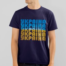 Футболка мужская Україна надписи Темно синий, XS