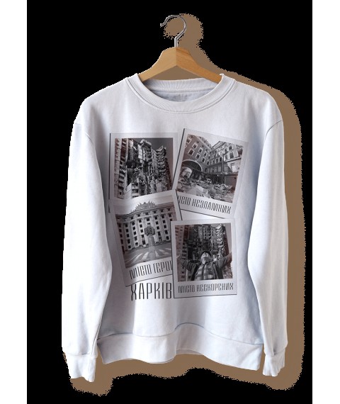 Sweatshirt black and white (unisex) "Place of Kharkov, Place of the Unevil" White, XL
