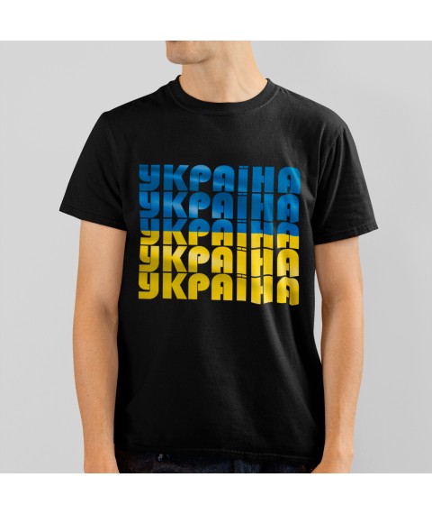Футболка мужская Україна надписи Черный, XS