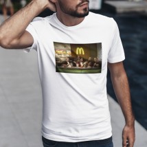 Men's T-shirt Jesus Art mcdonalds Black, S White, 2XL