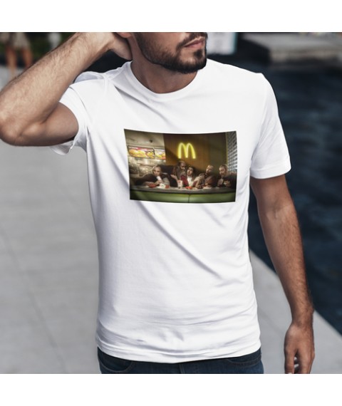 Men's T-shirt Jesus Art mcdonalds Black, S White, S