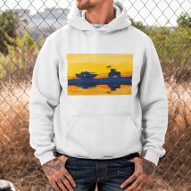 Tank Tractor Hoodie White, M
