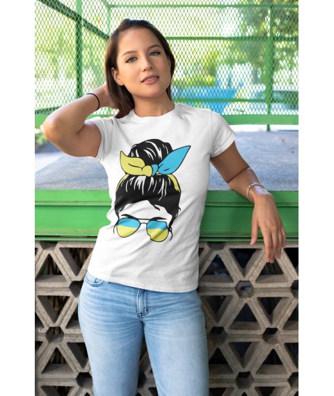T-shirt white Stylish Ukrainian woman XL