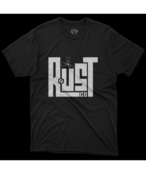 Khaki T-shirt with Rust co print Black, 2XL