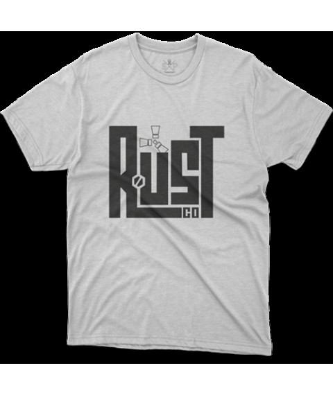Khaki T-shirt with Rust co White print, 2XL