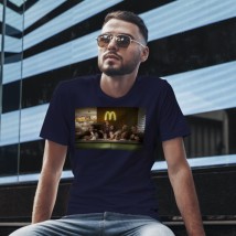Men's T-shirt Jesus Art mcdonalds Black, S Dark blue, XS