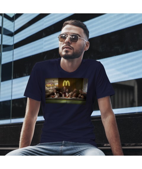 Men's T-shirt Jesus Art mcdonalds Black, S Dark blue, XL