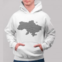 Hoodie map of Ukraine dots White, 2XL