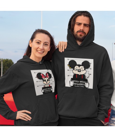 Hoodie for lovers "Mickey and Mini Mouse" Black, 52, 48