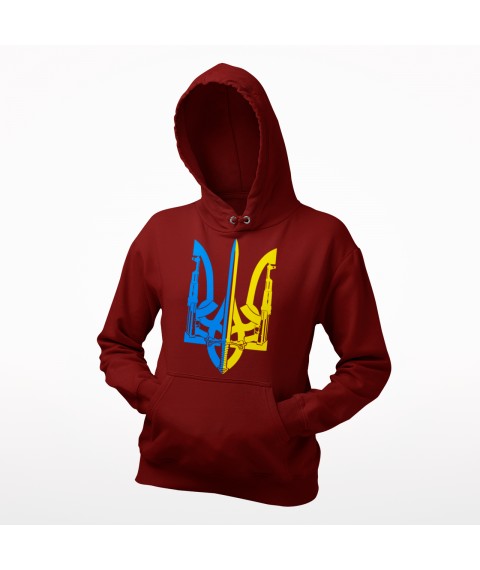 Unisex hoodie Trident machine with insulated fleece, Burgundy, XL