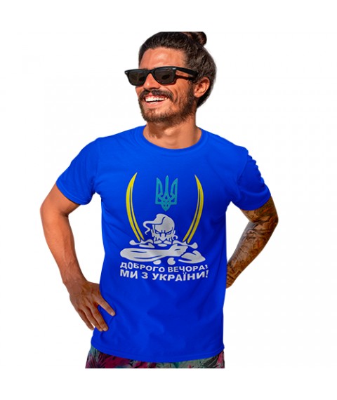 Blue T-shirt "Good Evening Cossack from Ukraine" S