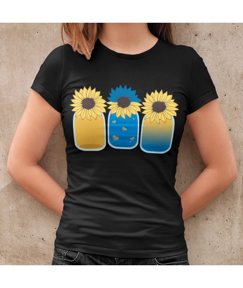 Women's T-shirt Sunflowers Black, M