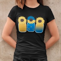 Women's T-shirt Sunflowers Black, XL