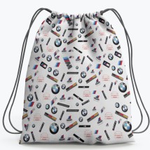 Рюкзак- мешок на шнурке BMW Белый