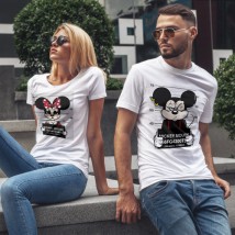Paired T-shirts for Lovers "Mini and Mickey Mouse" White, 50, 56