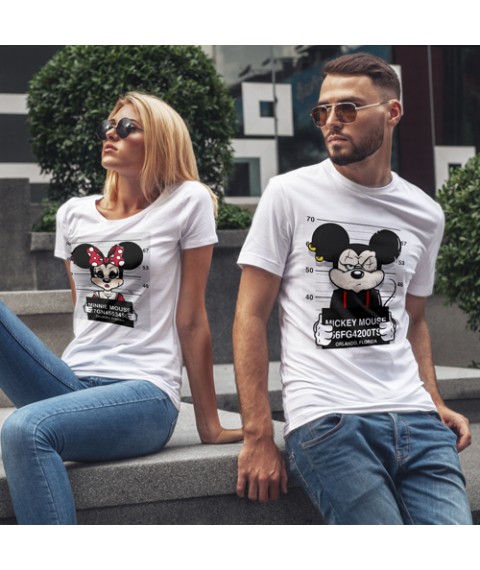 Парные футболки для Влюбленных "Мини и Микки маус" Белый, 50, 54