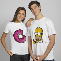 T-shirts for the sick Homer and Donut White, 46, 44