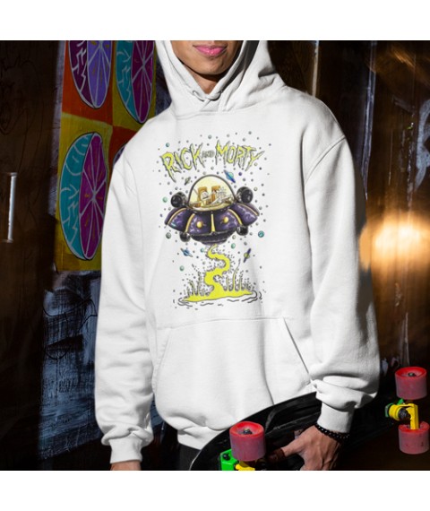Rick and Morty Ufo XL Hoodie, wei?