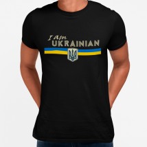 Men's T-shirt I am Ukrainian Prapor Rivniy Black, XS