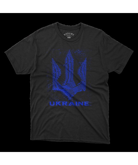 Black T-shirt with blue print "Trezub Ukraine" is classic