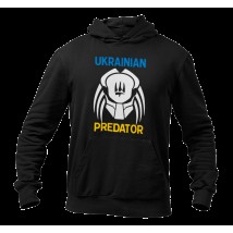 Unisex hoodie Ukrainian predator insulated with fleece, Black, XL