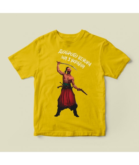 T-shirt of the man Good evening from Ukraine Cossack Shablya, pistol Yellow, XL