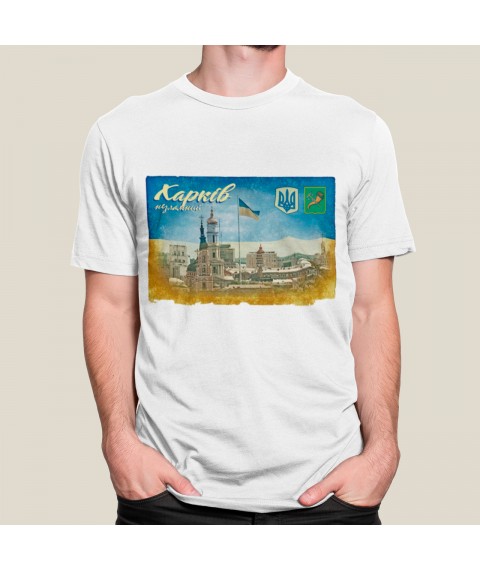 Men's T-shirt Kharkiv unbreakable White, XL