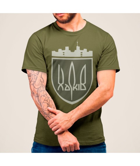 Men's T-shirt Ukraine Kharkov chevron shape Khaki, XL