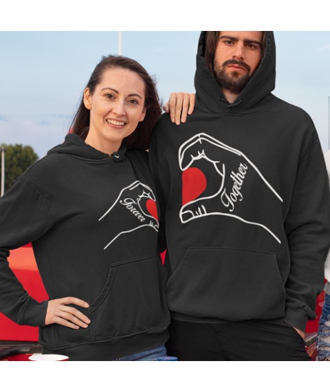 Hoodie for lovers "Together forever" Black, 50, 50