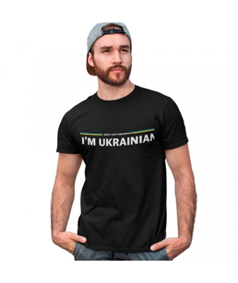 Black T-shirt Super Power I'm From Ukraine XL