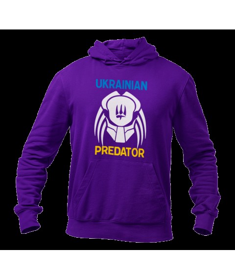 Unisex hoodie Ukrainian predator insulated with fleece, Purple, M