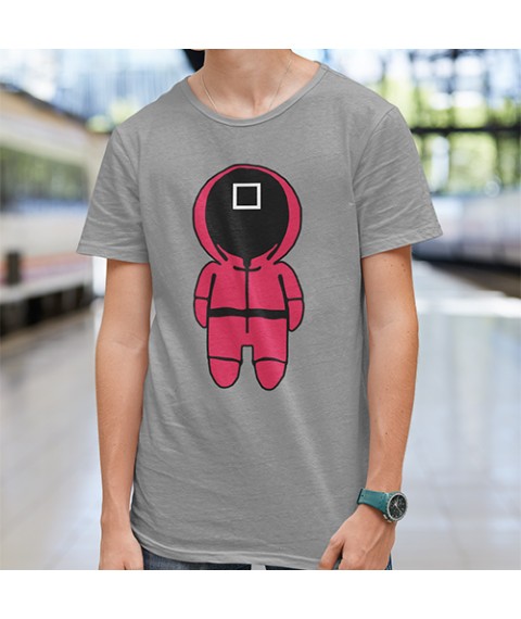 Men's T-shirt "Game of squid guard ▢" L, Gray melange