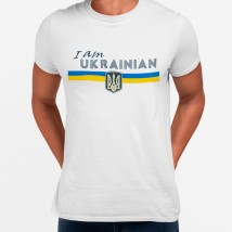 Футболка мужская I am ukrainian прапор рівний Белый, 3XL