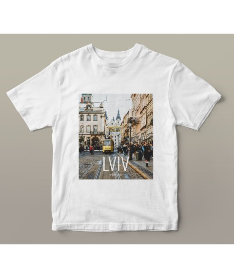 White T-shirt "Places of Ukraine" Lviv wife, L