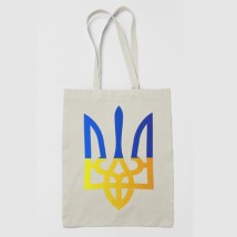 Eco shopper - white bag Coat of Arms of Ukraine Trident
