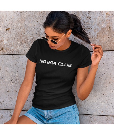 Женская футболка No Bra club Черний, S