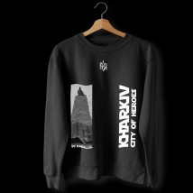 Unisex sweatshirt black and white KHARKIV city of heroes Black, 3XL