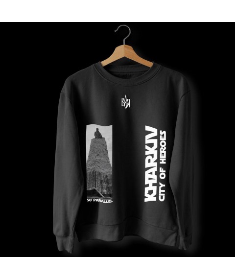 Unisex sweatshirt black and white KHARKIV city of heroes Black, M