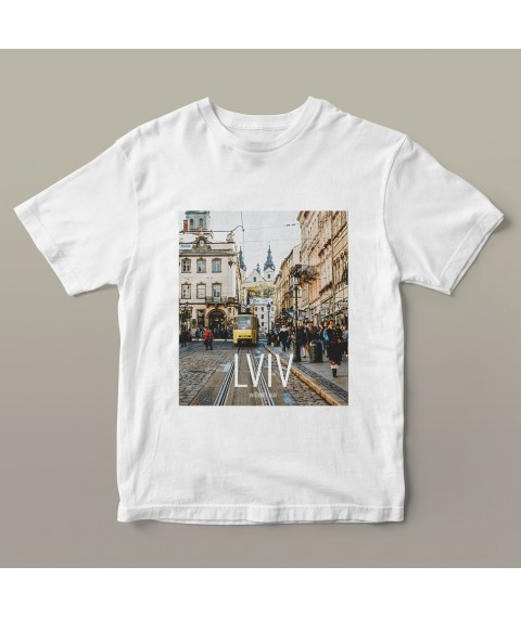 White T-shirt "Places of Ukraine" by Lviv the man, S