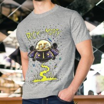 Men's T-shirt Rick Morty ufo XS, Gray melange