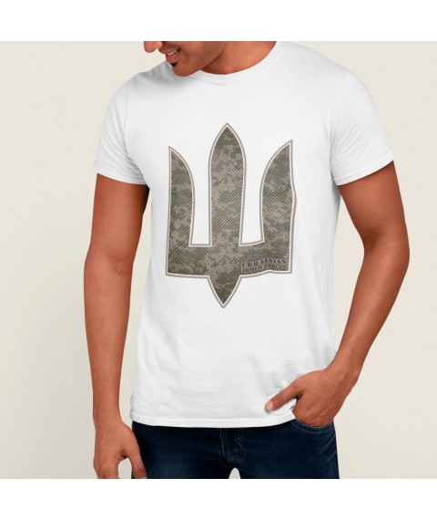 Men's T-shirt Trident in army colors White, M