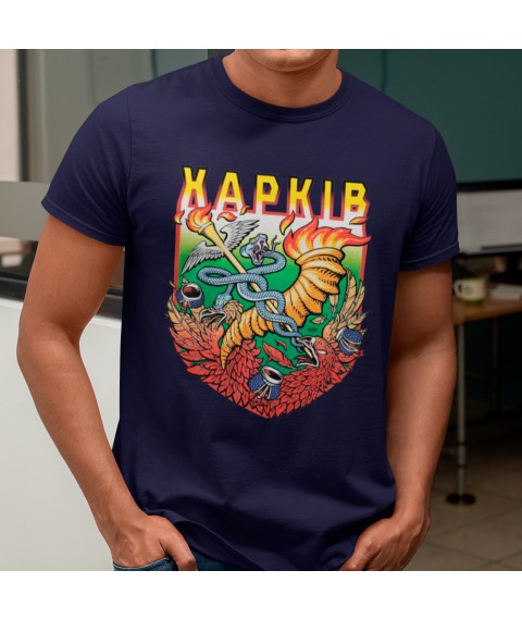 Men's T-shirt Kharkiv chevron color Dark blue, XS